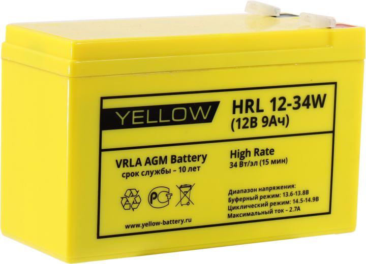 Аккумулятор YELLOW HRL 12-34W (12V, 9Ah) для UPS