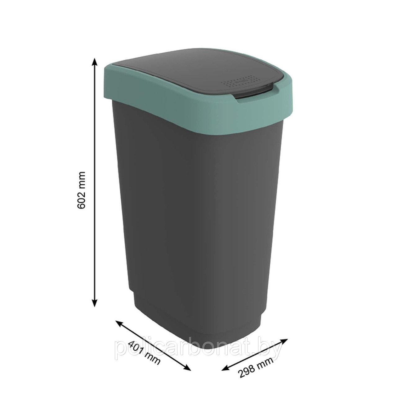 Урна для мусора Twist 50 л, черный/зеленый - фото 5 - id-p195060725