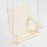 Кресло большое подвесное на цепи, деревянное, сиденье 50×65см, фото 2