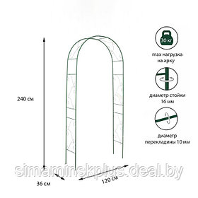 Арка садовая, разборная, 240 × 120 × 36 см, металл, зелёная, «Вьюнок»