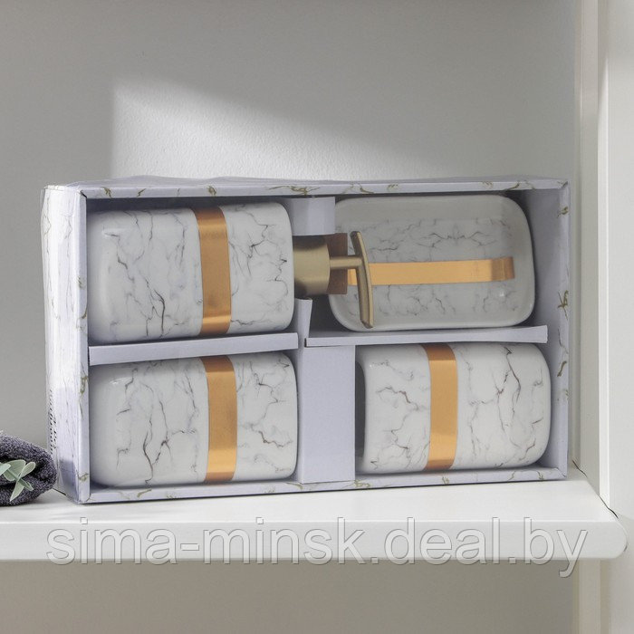 Набор аксессуаров для ванной комнаты «Кохалонг», 4 предмета (мыльница, дозатор для мыла, 2 стакана), цвет - фото 4 - id-p200670759