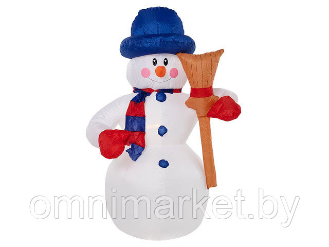 3D фигура надувная "Снеговик с метлой", размер 120 см, внутренняя подсветка 3 LED, компрессор с адап ( Класс - фото 1 - id-p200673900
