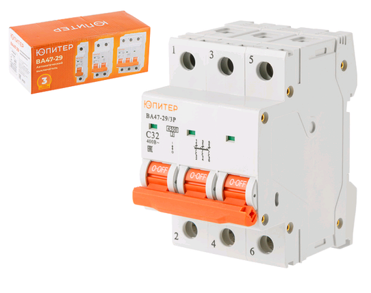 Автоматич. выключатель ВА47-29 3Р 25А 4,5кА х-ка С ЮПИТЕР, фото 2