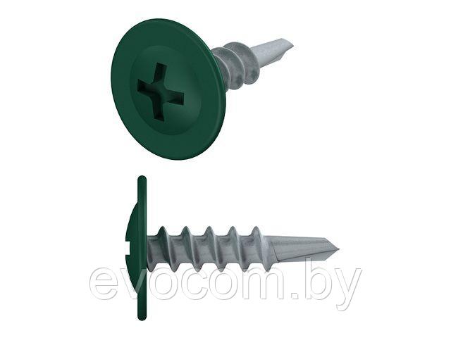 Саморез 4.2х16 мм с прессшайбой, цинк, со сверлом, RAL 6005 (50 шт в зип-локе) STARFIX ( цвет зеленый мох)