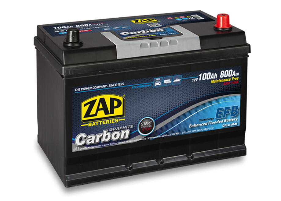 Аккумулятор ZAP CARBON (100 Ah) 800 A, 12 V Обратная, R+ D31 ZAP-600 46