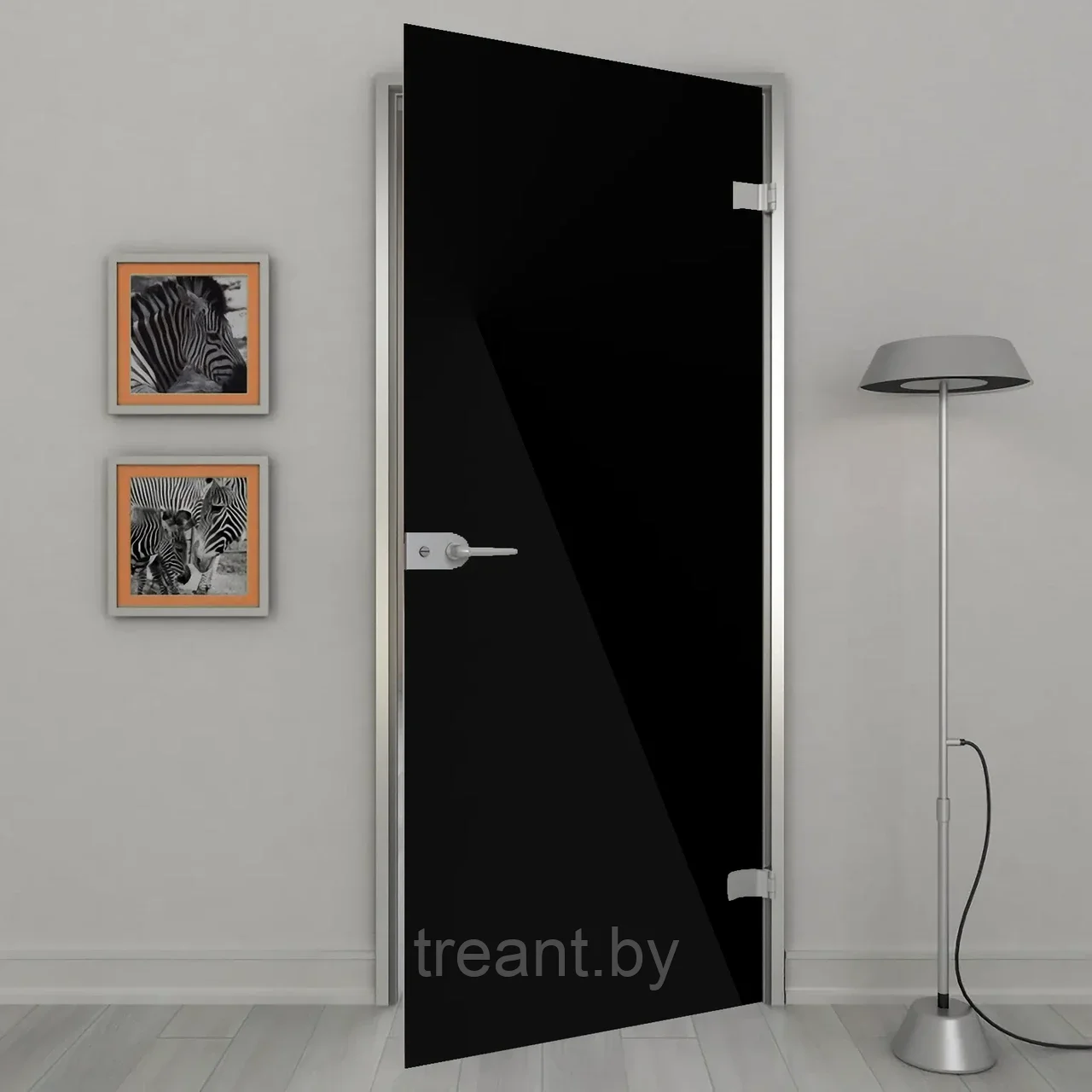Распашная межкомнатная стеклянная дверь Modena Emalit Black