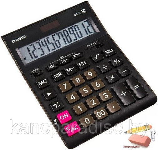 Калькулятор Citizen Casio GR-12-W-EP, 12-разрядный, черный, арт.GR-12-W-EP