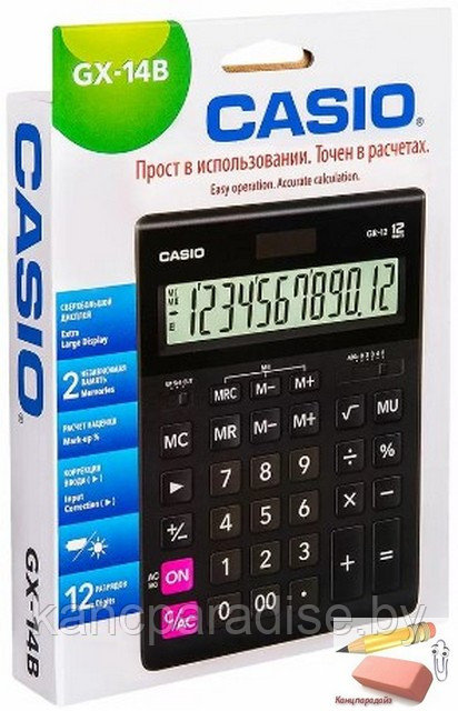 Калькулятор Citizen Casio GR-12-W-EP, 12-разрядный, черный - фото 2 - id-p200701159