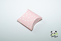 Коробка 89х89х25 Сердечки белые на розовом (подушка маленькая)