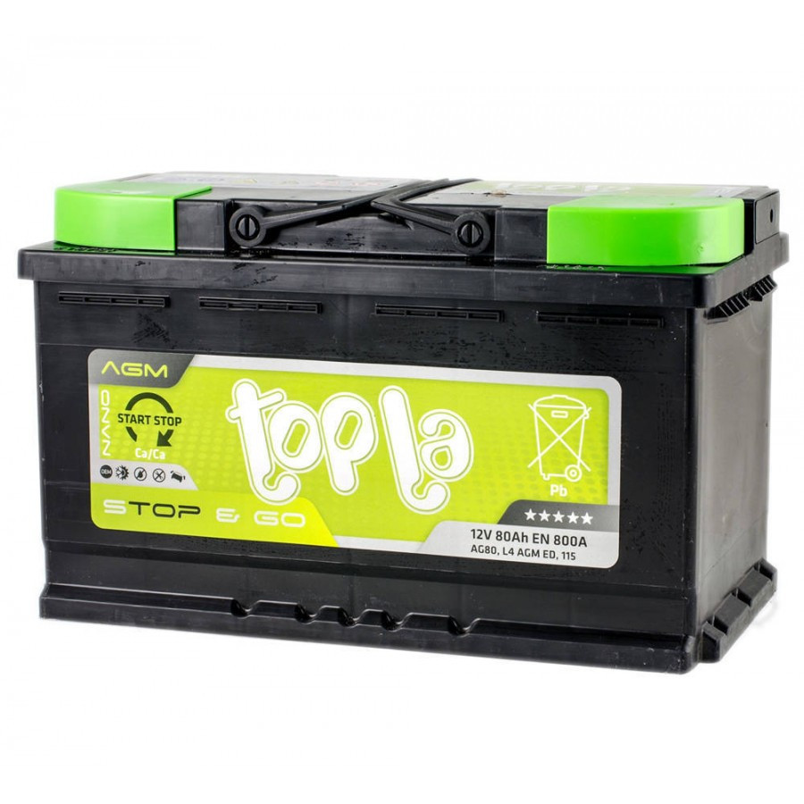 Аккумулятор TOPLA AGM Stop & Go (80 Ah) 800 A, 12 V Обратная, R+ L4 114080 - фото 1 - id-p104624030