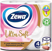 Туалетная бумага 4-слойная Zewa Ultra Soft, без отдушки, белая, 4 рулона