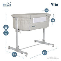 Колыбель Приставная кроватка Pituso Vito Light Grey Светло-серый S5-DL-LGrey