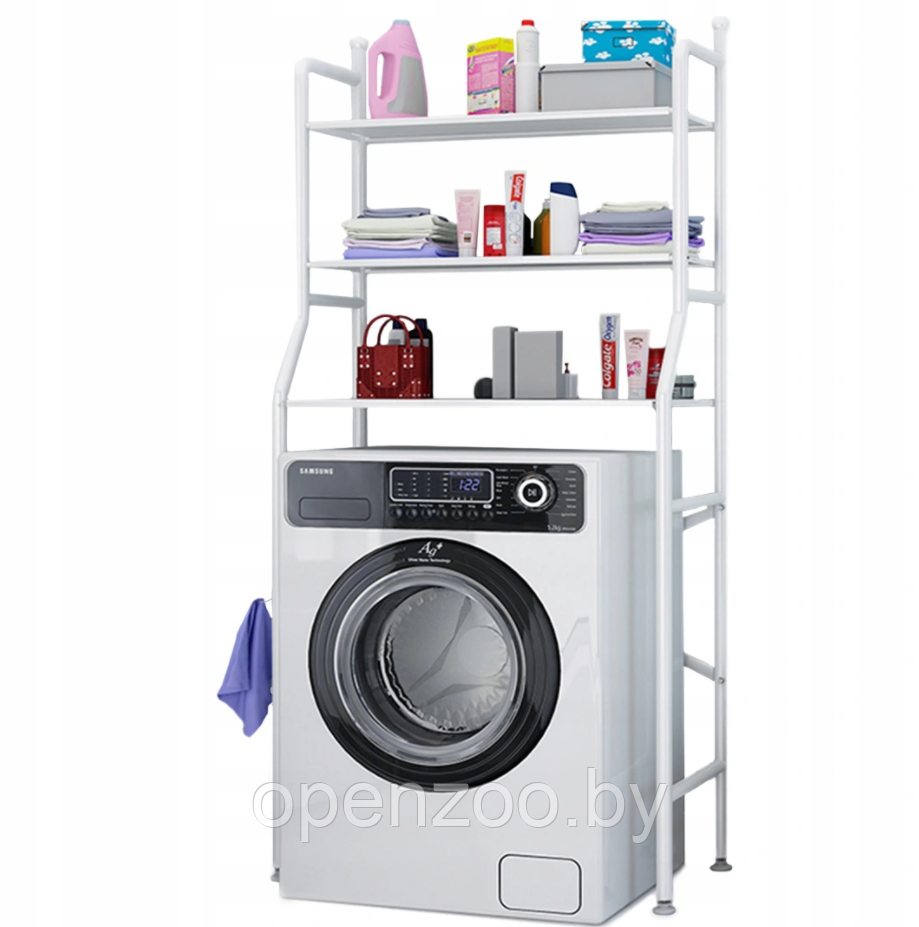 Стеллаж - полка напольная Washing machine storage rack для ванной комнаты 2 Полки Над бочком унитаза 136х45 - фото 5 - id-p166478573