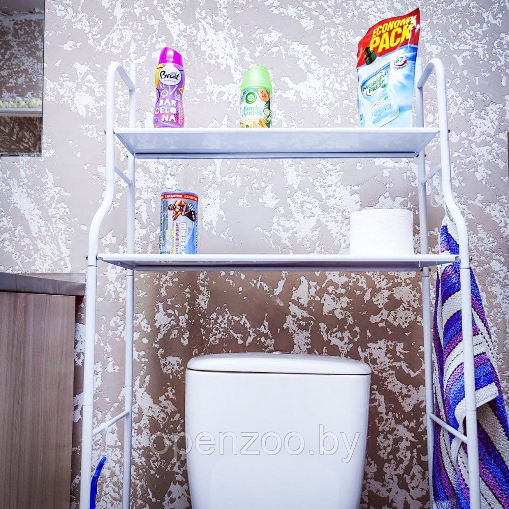 Стеллаж - полка напольная Washing machine storage rack для ванной комнаты 2 Полки Над бочком унитаза 136х45 - фото 8 - id-p166478573