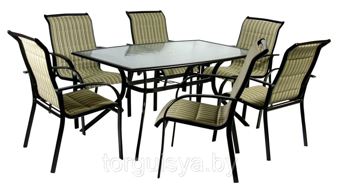 Комплект OTTAWA Стол и 6 стульев, цвет: коричнево-бежевая полоска, 11740 - фото 1 - id-p26383018