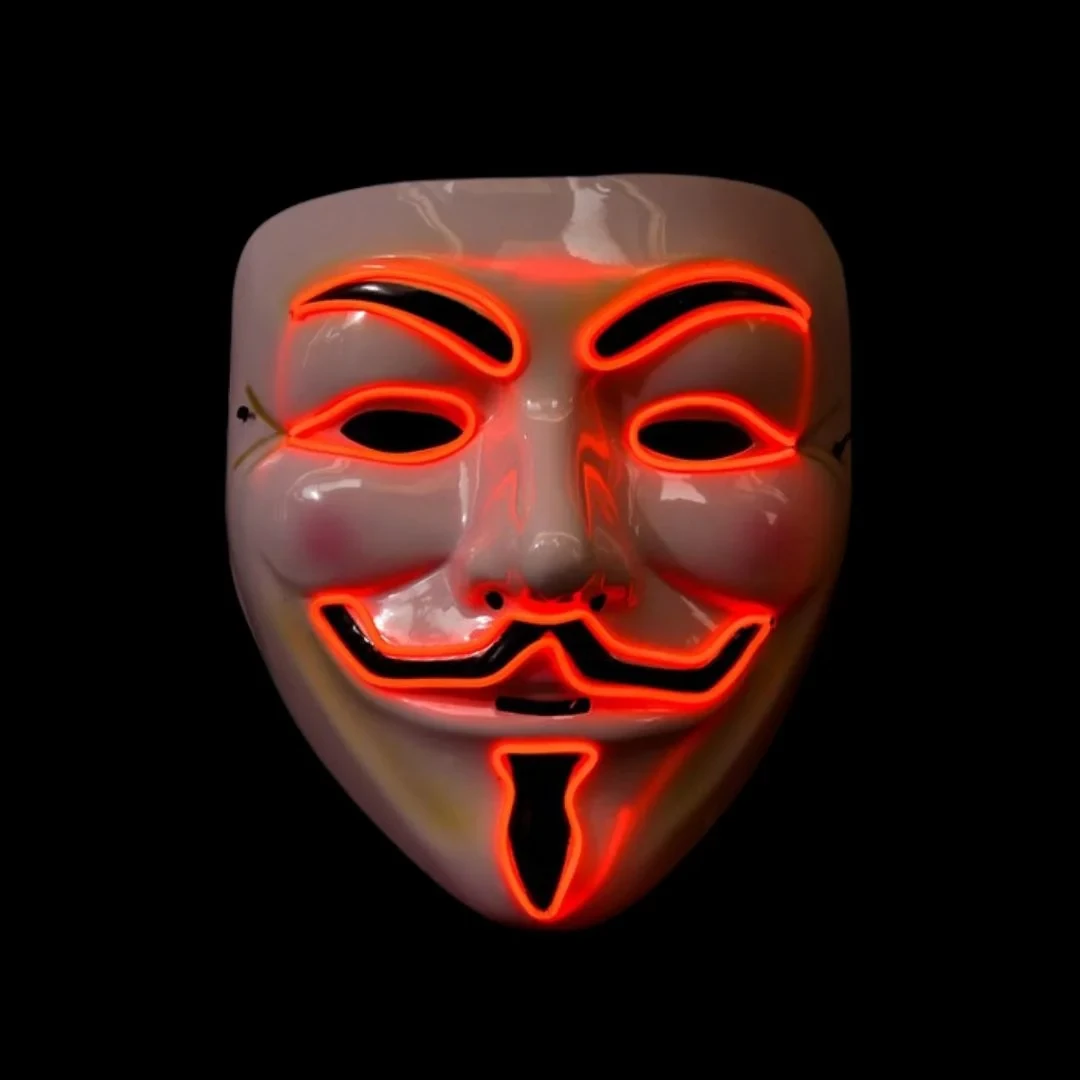 Карнавальная маска Гая Фокса Анонимуса светящаяся - фото 1 - id-p200798164