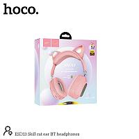 Беспроводные Bluetooth наушники ESD13 кошачьи ушки розовый Hoco