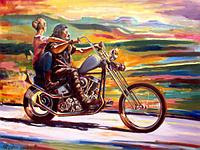 Мотоцикл на картине, мото-арт. Подарок мотоциклисту