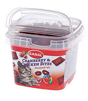 SANAL Cranberry & Chicken Bites лакомство для кошек, подушечки с клюквой и курицей 75гр