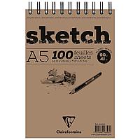 Скетчбук "Sketch", A5, 90 г/м2, 100 листов, коричневый