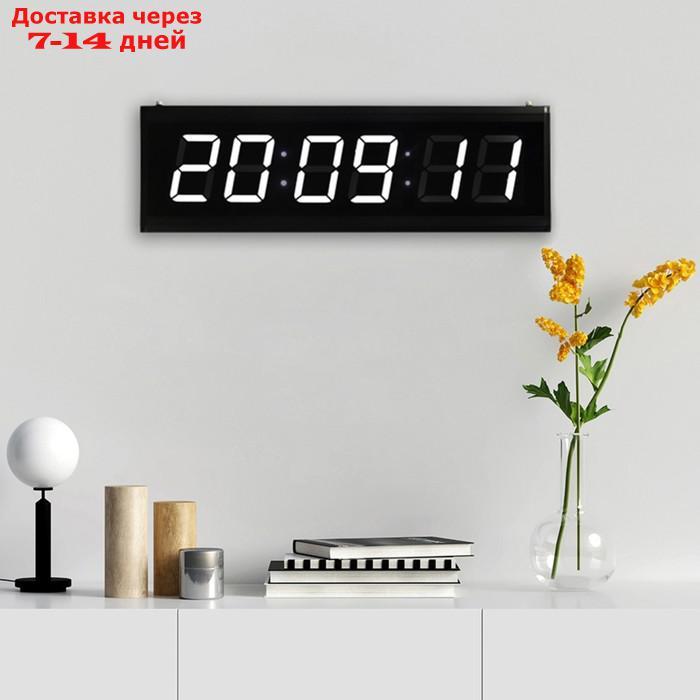 Часы настенные электронные, белые цифры, 60х19.5х3 см - фото 2 - id-p200715334