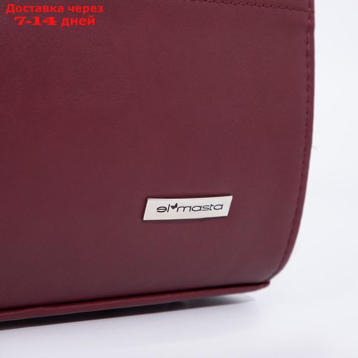 Саквояж, отдел на молнии, наружный карман, длинный ремень, цвет бордовый - фото 5 - id-p200715367