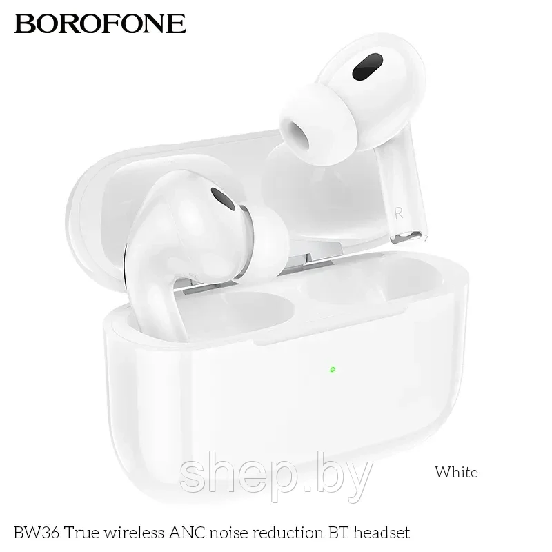 Беспроводные наушники Borofone BW36 TWS,ANC цвет: белый     Поддержка беспроводной зарядки!
