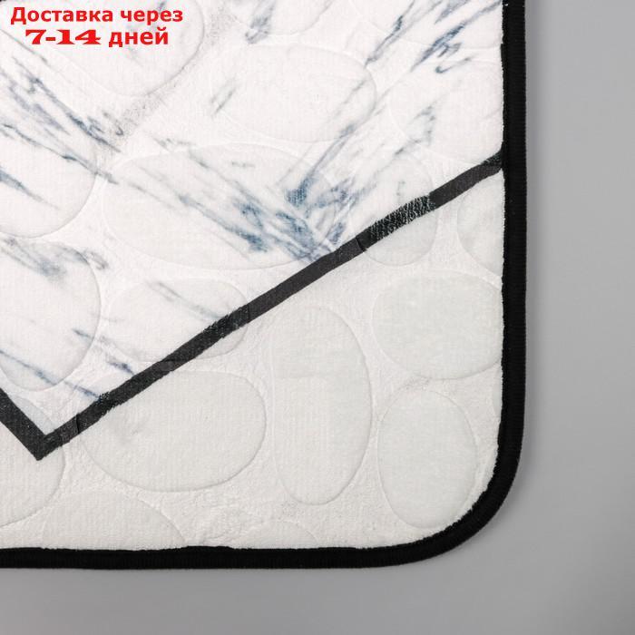 Набор ковриков для ванны и туалета Доляна "Галька геометрическая", 2 шт: 40×50, 50×80 см, цвет серый - фото 2 - id-p200714501