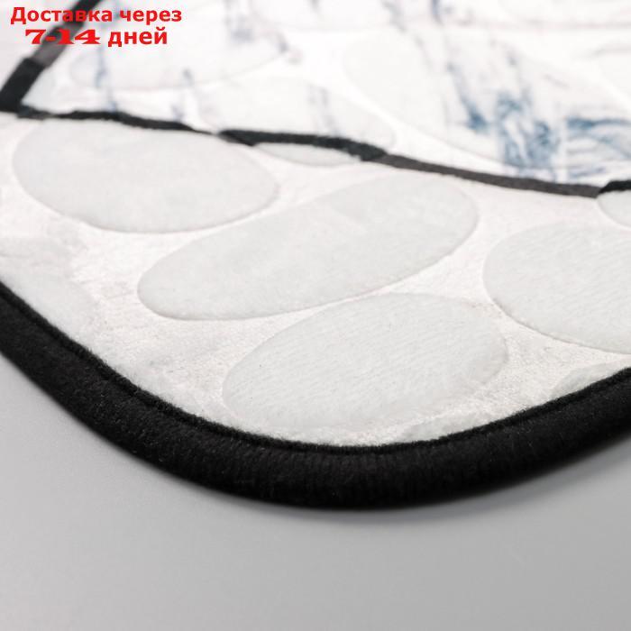 Набор ковриков для ванны и туалета Доляна "Галька геометрическая", 2 шт: 40×50, 50×80 см, цвет серый - фото 3 - id-p200714501