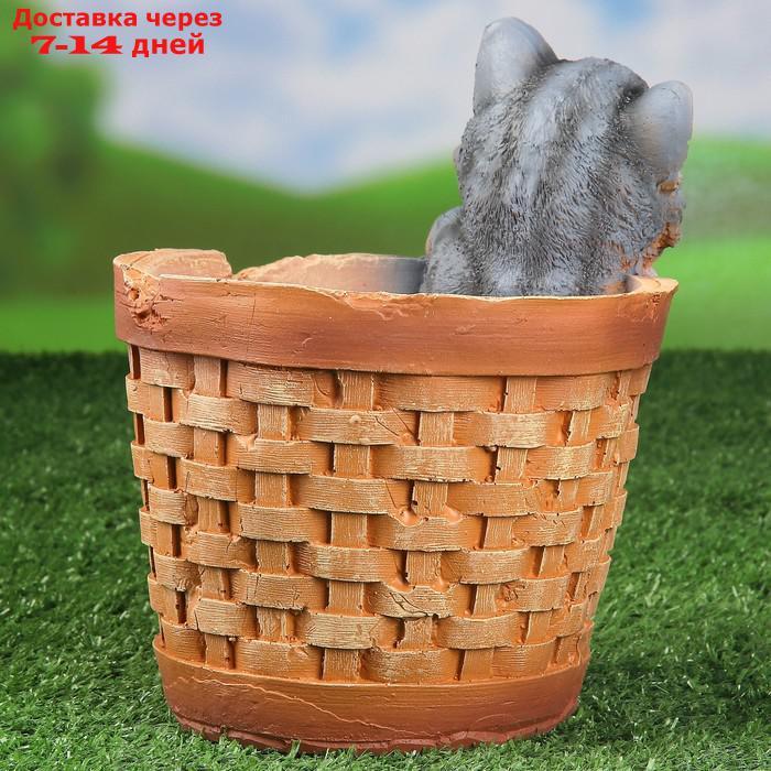 Фигурное кашпо "Котенок в круглой корзине" 21х18см - фото 3 - id-p200714701