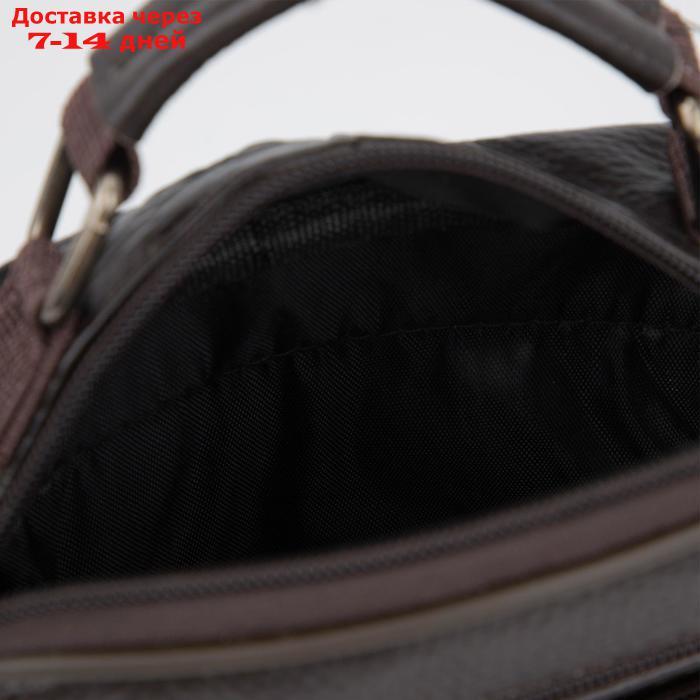 Сумка мужская, отдел на молнии, 5 наружных кармана, длинная стропа, цвет коричневый - фото 3 - id-p200713794