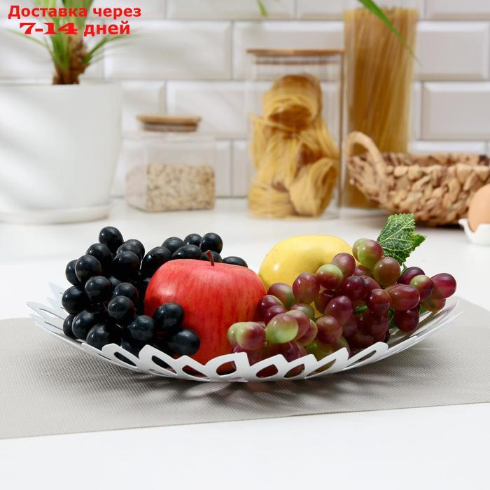 Блюдо для фруктов "Пион", 28,5×28,5×5 см, цвет белый - фото 4 - id-p200715036