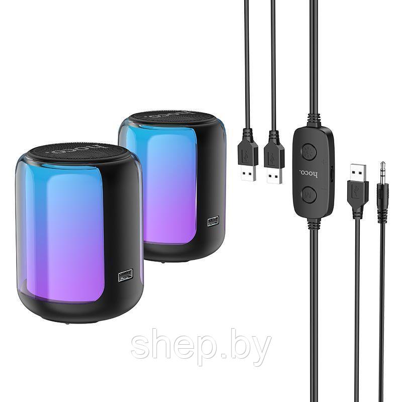 Колонка компьютерная Hoco BS56 2 в 1 (подсветка,Bluetooth,Jack 3.5 AUX,1.36 m) цвет: черный цвет: черный - фото 3 - id-p200809398