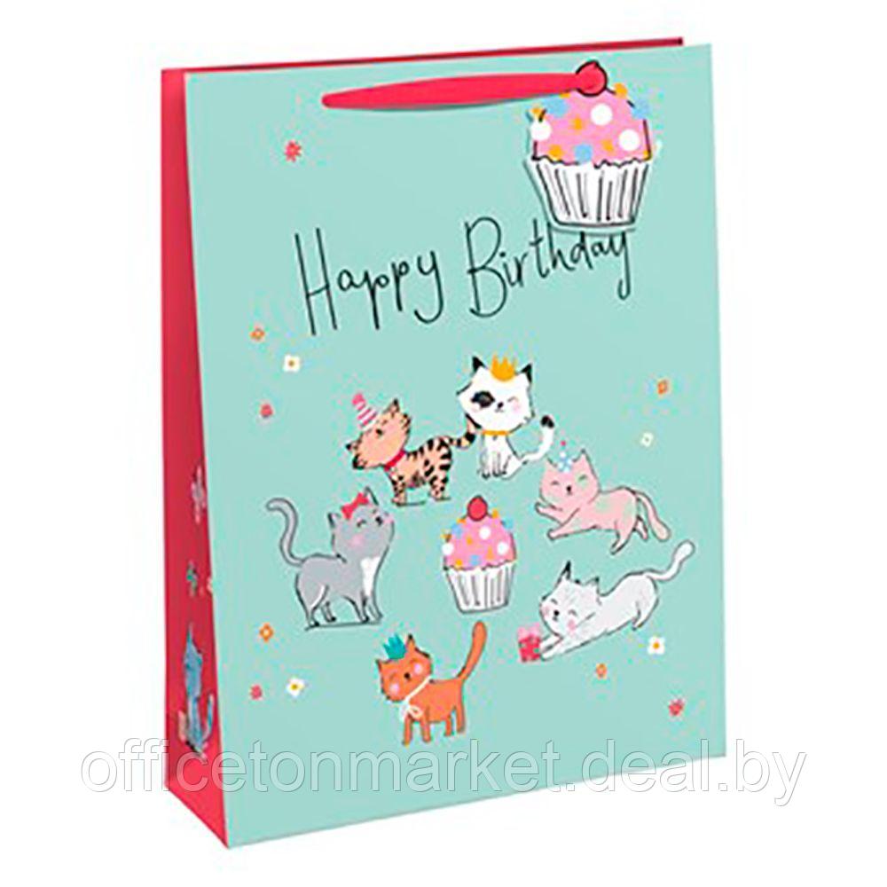 Пакет бумажный подарочный "KITTEN PARTY GIRL", 26.5x14x33 см, разноцветный - фото 1 - id-p200800045