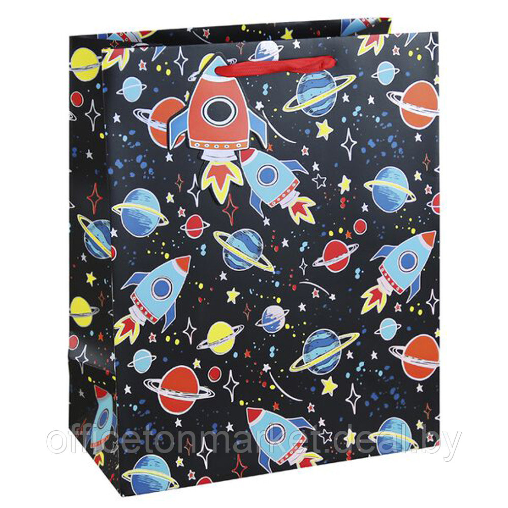 Пакет бумажный подарочный "Spaceman", 26.5x14x33 см, разноцветный - фото 1 - id-p200800077