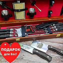 Набор для шашлыка и гриля в чемодане Царский 9 Кизляр России 16 предметов Brown Тигр