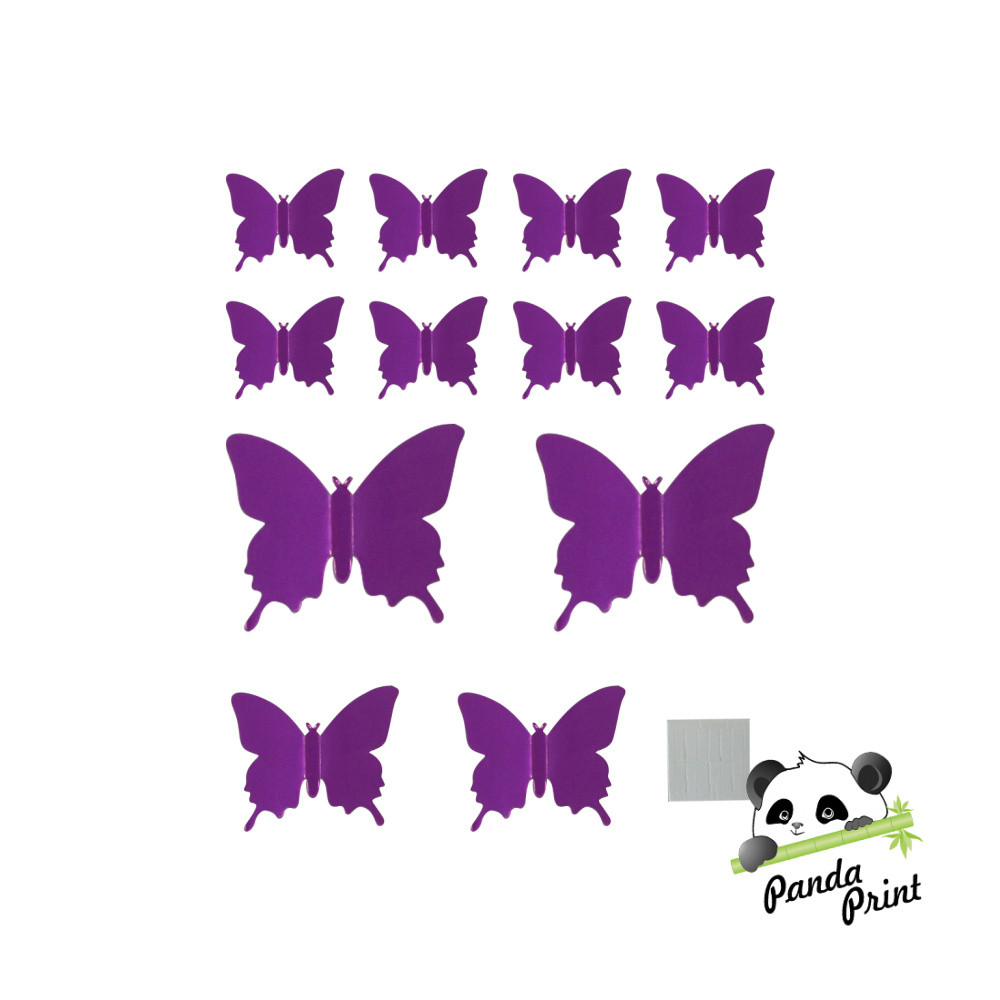 Наклейки Зеркальные бабочки, Сиреневые, 6,5-11 см, 12 шт - фото 2 - id-p200941653