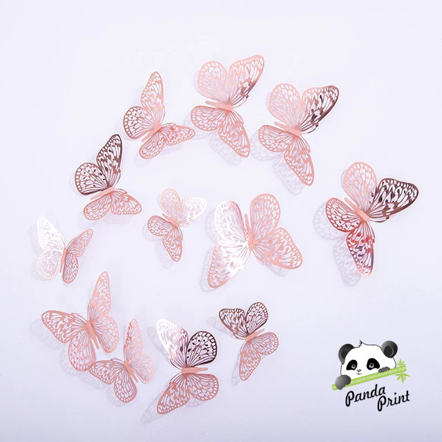 Наклейки Нежные бабочки, Розовое золото, 8-12 см, 12 шт - фото 1 - id-p200941660