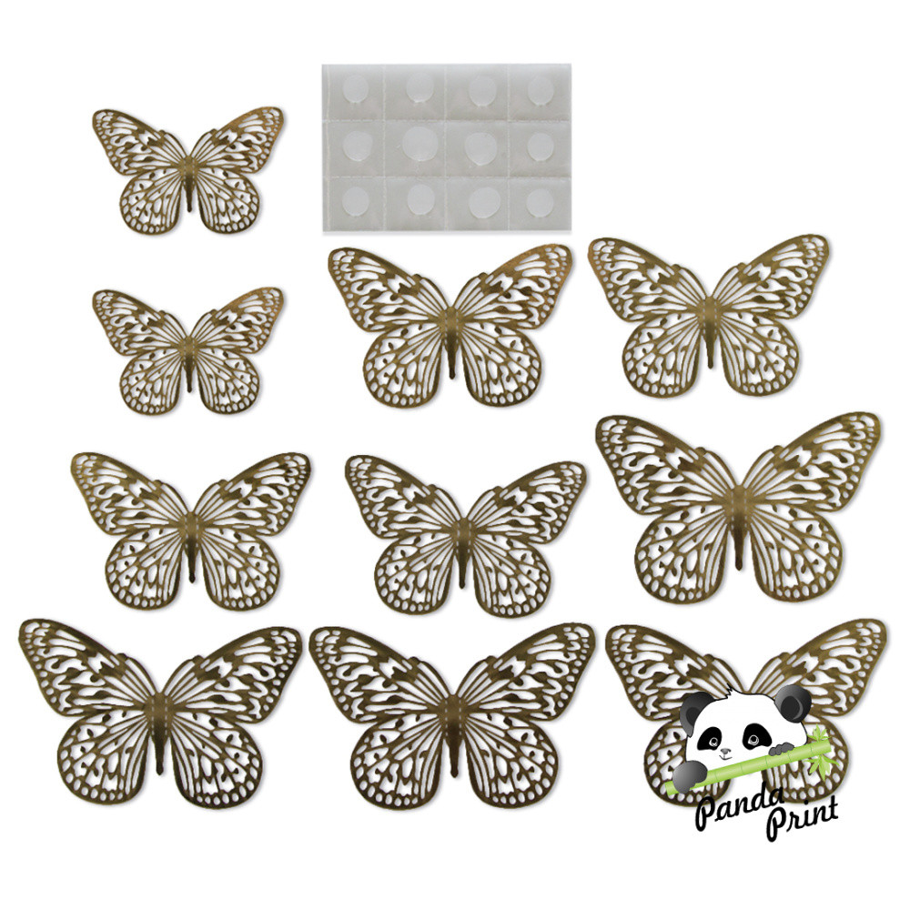 Наклейки Нежные бабочки, Золото, 8-12 см, 12 шт - фото 1 - id-p200941665