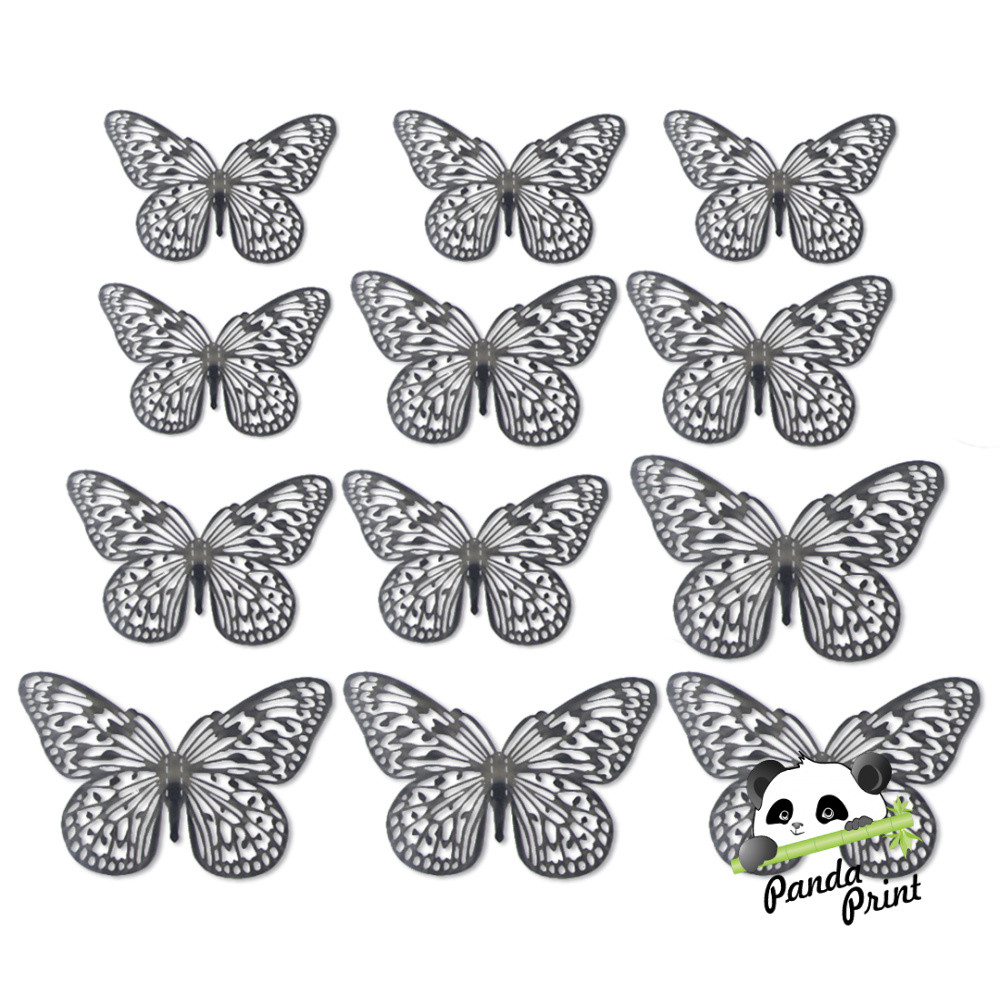 Наклейки Нежные бабочки, Серебро, 8-12 см, 12 шт - фото 1 - id-p200941731