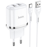 Зарядное устройство Hoco N4 Aspiring 2 USB 2.4A + Type-C кабель (Белый)