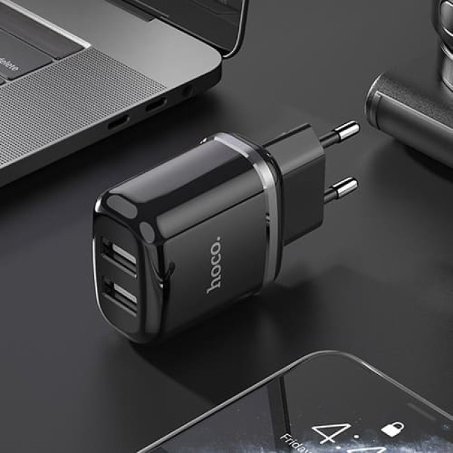 Зарядное устройство Hoco N4 Aspiring 2 USB 2.4A + Type-C кабель (Черный) - фото 3 - id-p200941456