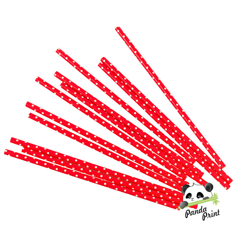 Трубочки для коктейлей Белые точки, красный, 12 шт - фото 1 - id-p200944091
