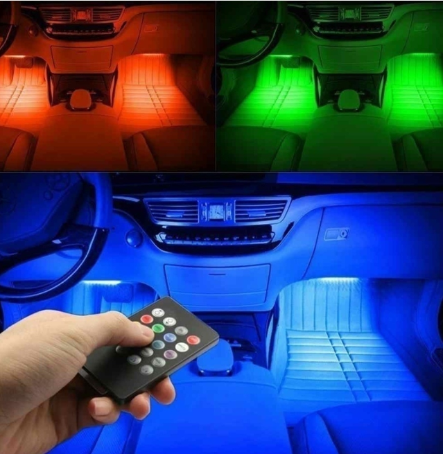 Универсальная светодиодная RGB led подсветка салона с контроллером и датчиком музыки для автомобиля Automobile - фото 2 - id-p200954196