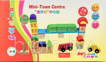 Деревянный детский набор Город MLO-7826, детские деревянные игрушки 30 предметов - фото 2 - id-p200957280