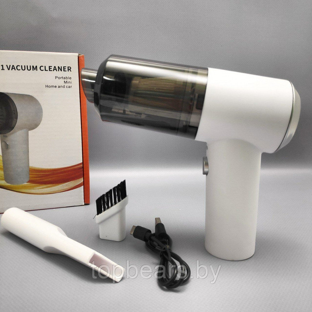 Портативный вакуумный мини пылесос для авто и дома 2 in 1 Vacuum Cleaner (2 насадки) Черный - фото 7 - id-p179794418