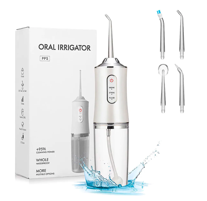 Ирригатор (флоссер) для гигиены полости рта Oral Irrigator 4 сменные насадки Белый - фото 3 - id-p154694275