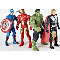Игровой набор Мстителей 4 героя(Тор, Халк, Капитан Америка, Железный Человек) 25см