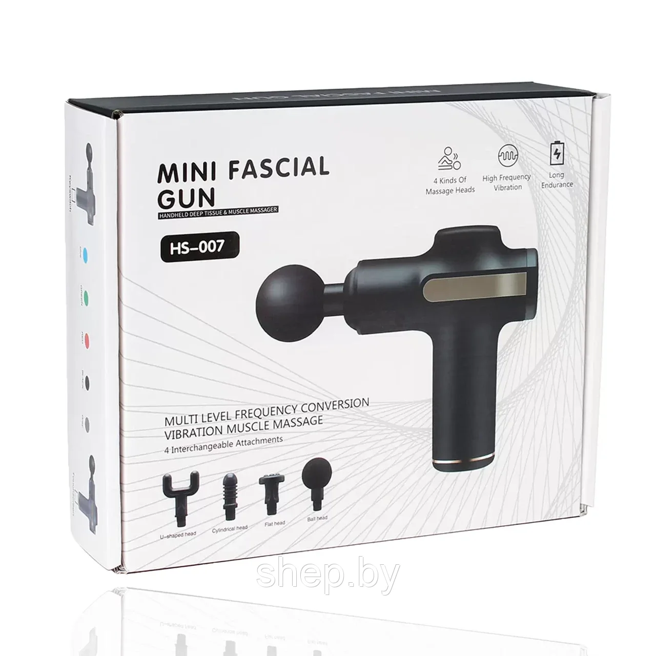 Перкуссионный массажер мышечный Mini Fascial Gun HS-007 (массажный ударный пистолет) Цвет: черный - фото 5 - id-p200958749