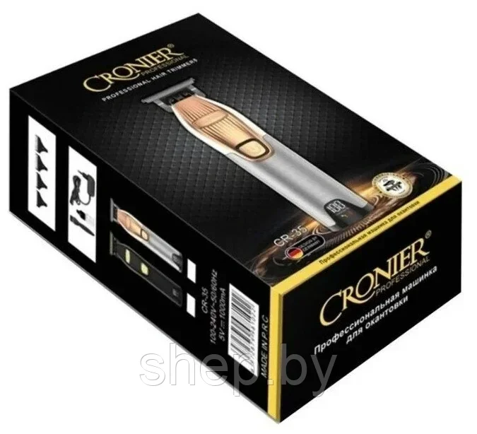 Машинка для стрижки волос Cronier Professional CR-35, Триммер для стрижки бороды и усов, 4 насадки, черный - фото 6 - id-p200960842